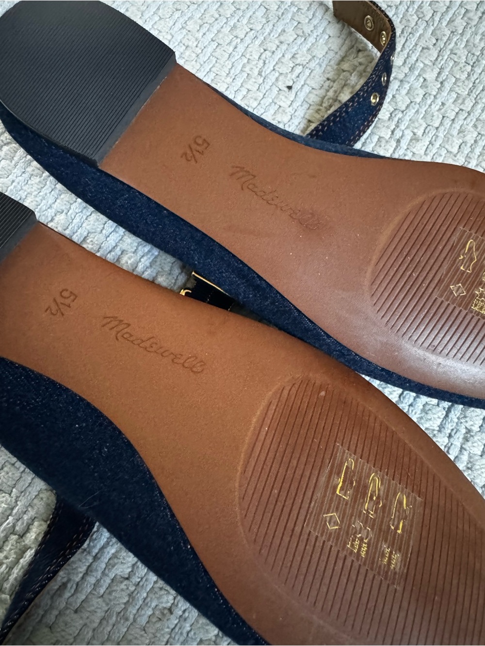 Madewell Denim Mary Jane Flats with Gold Buckle - Picture 3 of 3
